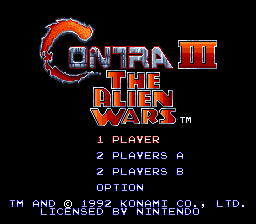 Contra 3 (III) The Alien Wars Title Screen